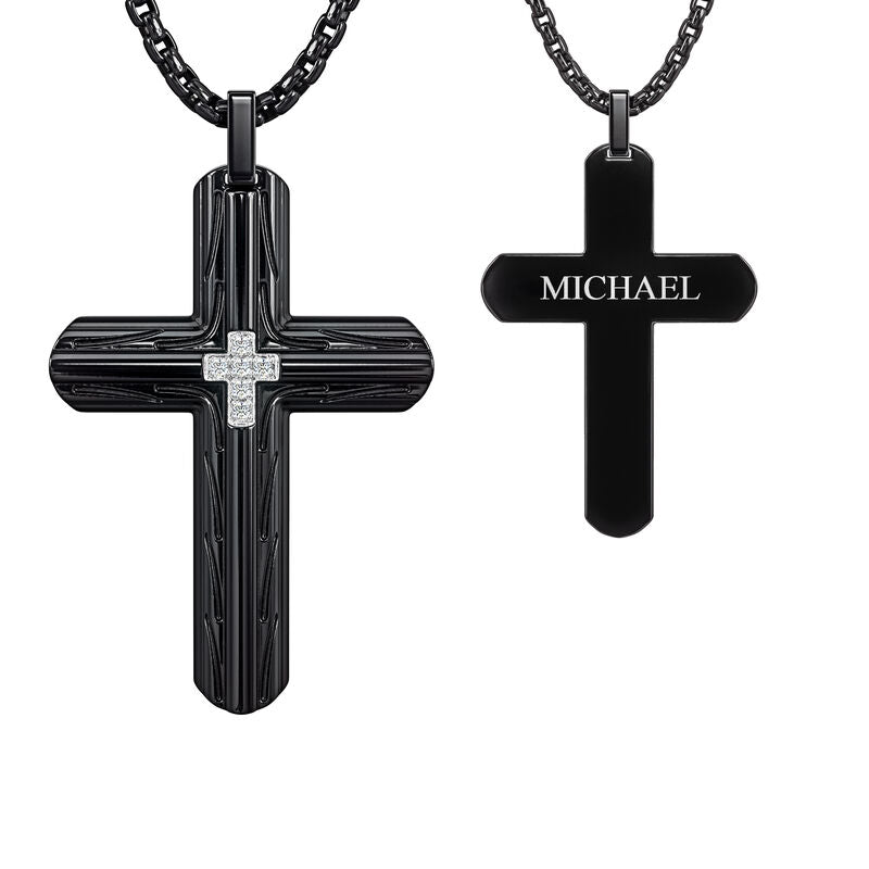 Ciondolo a croce con diamante Black Ice