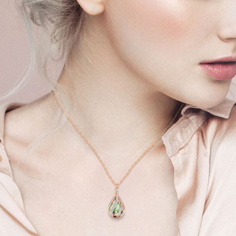 Collana Copper Embrace con diamanti e giada
