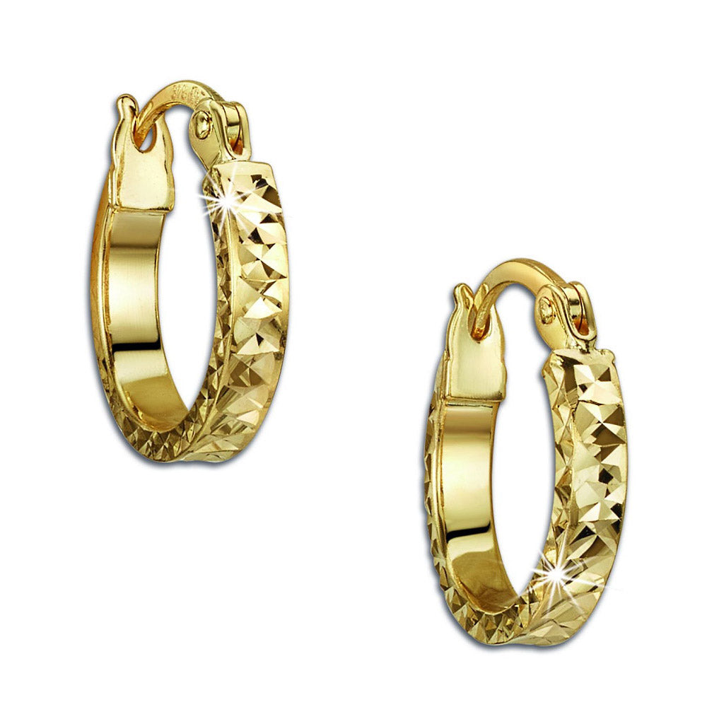 Cerchi Huggie con taglio a diamante in oro 9ct