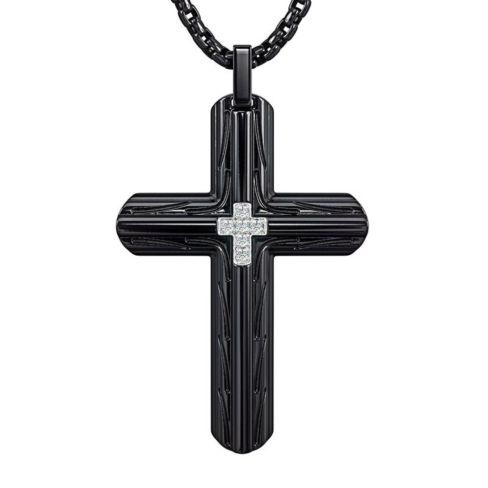 Ciondolo a croce con diamante Black Ice