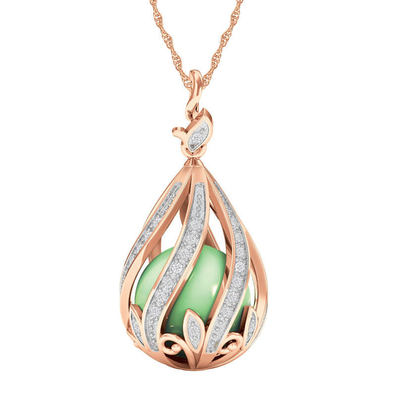 Collana Copper Embrace con diamanti e giada
