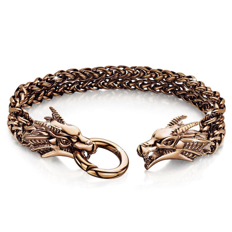 Bracciale Dragon da uomo in acciaio e rame